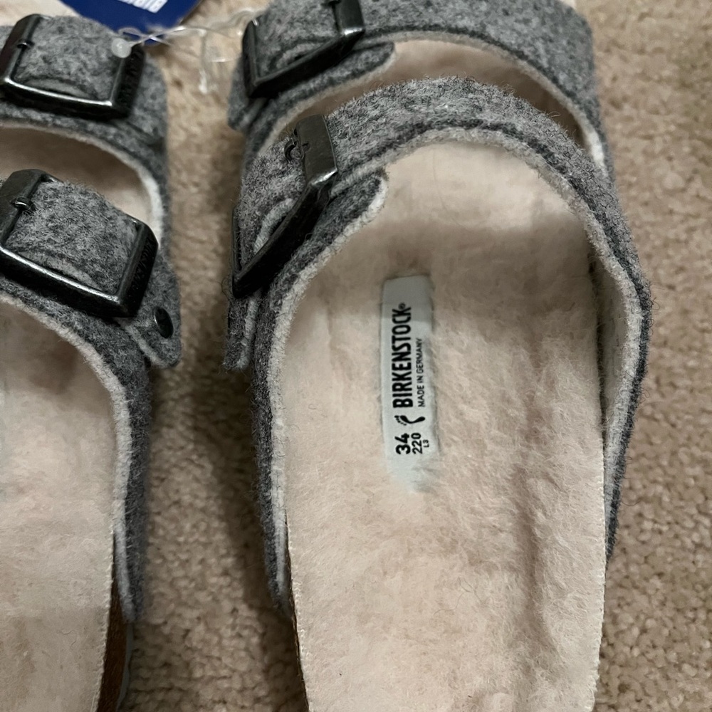 Birkenstock grey wool sandals/slippers size 34 - Picture 3 of 6
